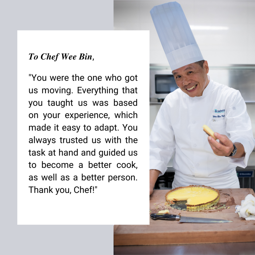 Thank you note to Chef Wee Bin