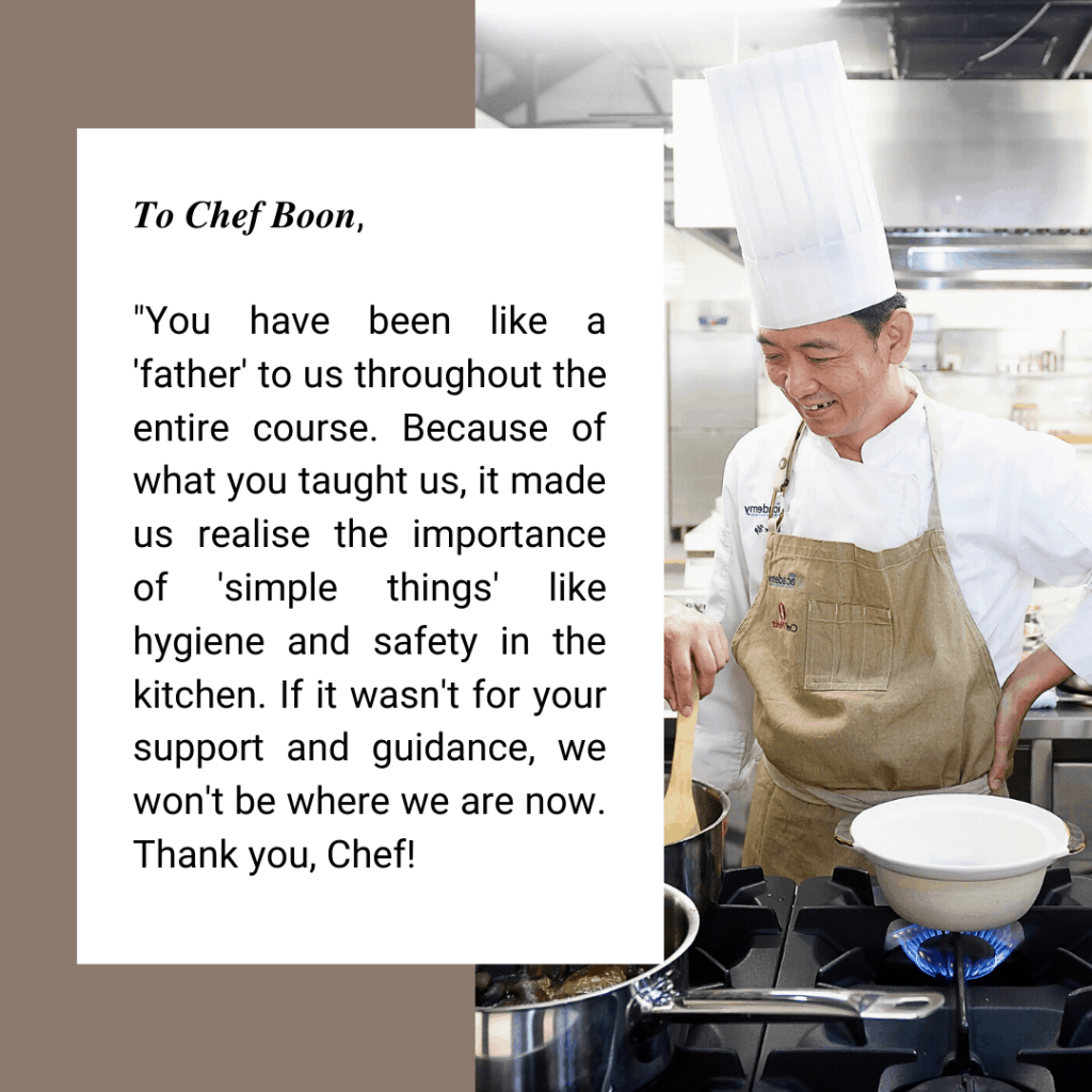 Thank you note to Chef Boon